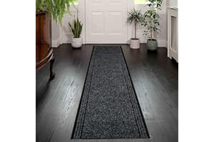 IMPERIAL STUDIOS Carpet Hallway Runner Anti Slip Entrance Matting Kitchen & Living Room Sturdy Washable & Lightweight Custom Length Narrow Rug Runner Non-Slip Rubber (10 Ft, Anthracite)