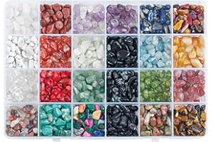 OVISEEN Cuentas de Piedras Preciosas en Forma de Chip, Grava Irregular Natural, Suelta con Cristales Curativos de Forma Libre Triturados para la Labricación de Joyas (24 Colores)