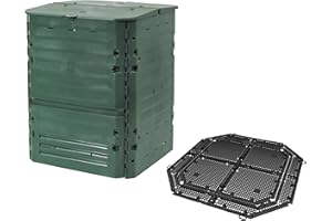 GARANTIA THERMO-KING Composteur de jardin Kit 900L vert avec Grille de Fond - Composteur, Bacs à compost de jardin, Seau compost, Bac a compost exterieur, Bac à compost, Composteur jardin, Bac compost