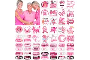 DPKOW 96 sztuk raka Sein d'October Rose Tatouages Temporaires Pour Sensibilisation au Cancer du Sein d'Octobre Activité Fournitures Accessoires, naklejka Ruban Rose