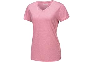 MAGCOMSEN Women's Sports Shirts Short Sleeve Breathable Jogging Shirts V-Neck Polyester Training Shirt Summer T-Shirt Lightweight Fitness Shirt for Yoga