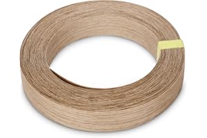 HERLLD 22mm x 8 Metres Real Red Oak Iron-On Edging,Pre-glued Flexible, Real Wood Tape Banding Oak Veneer Edging Tape Veneer Roll Preglued Hot Melt Adhesive Iron On Edge Banding for Cabinet Repair