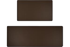 LUA VIKA Alfombra Cocina Lavable Antideslizante Pack de 2 - Tapete Cocina Impermeable, Duradero y Fácil de Limpiar, Alfombra antifatiga, Alfombrilla Cocina PVC Resistente, 44x75 cm + 44x120 cm, Marrón