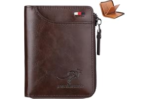 UFYVPKS Mens Wallet, RFID Blocking Slim Flip Wallets, Credit Card Holder, Leather Zipped Wallets for Men,Holds up to 14 Cards, 1 Bank Notes,Credit Card Slots, ID Window,etc