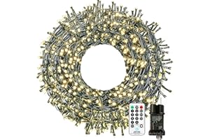 ‎BOWFAR LED Lichterkette Außen Strombetrieben, 20M 200 LED Lichterkette Weihnachtsbaum 8 Modi mit Fernbedienung Timer Merkfunktion, IP65 Wasserdicht für Innen Außen Weihnachten Party Hochzeit, Warmweiß