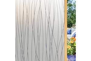 Shackcom Pellicola protettiva per finestre, autoadesiva, 60 x 200 cm, opaca, in vetro smerigliato, statica, anti-UV, con motivo a linee scandinave, per soggiorno, bagno, J084