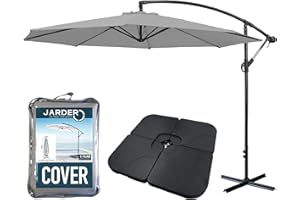 Jarder Libra Garden Parasol Set Cantilever Umbrella, 4-Piece Base and Waterproof Cover