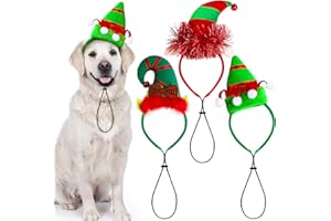 ANECO 3 Pack Christmas Puppy Dog Elf Headband Christmas Pet Elf Costume Hair Hoop Pet Hat for Dog Puppy Cat