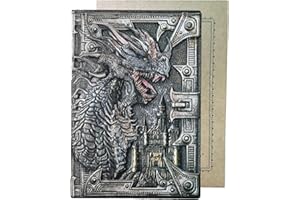 YHH Dziennik w linie, dla dorosłych dzieci, A5, skórzany notatnik vintage, tłoczona, twarda okładka, 200 stron, dziennik w linie, dla kobiet, biznesowy, do biura, szkoły, magiczny smok, 3D, kolorowy