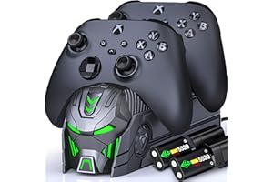 GAMSINGY Xbox Controller Akku Ladestation für Xbox One/Xbox Series X&S Controller, 2x5520 mWh (2x2300 mAh) Xbox Controller Akku Ladestation kompatibel mit Xbox One S/X/Elite,Xbox Series X/S Controller
