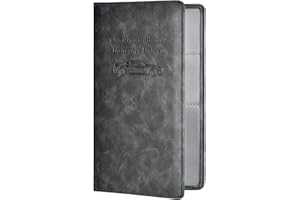 HerriaT Car Registration and Insurance Card Holder - Leather Vehicle Glove Box Automobile Documents Paperwork Wallet Case Organizer for ID, Driver's License, Key Contact Information Cards - Men&Women,