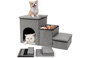 FURRYPAWS Rampa Plegable para Perros y Gatos - Escalera Ideal para Camas y Sofás con Escalones Antideslizantes