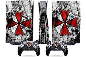 MaD Vision® Extra-haltbares Skin-Kit für PlayStation (PS5) Disc | Mattes Vinyl-Aufkleber-Set für Konsole + 2 Controller – für Resident Evil Umbrella Design