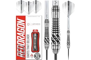 RED DRAGON Askari 22g, 23g, 24g o 25g Freccette Tungsteno con Punta Acciacio, Voli e Freccette Aste