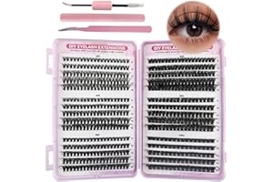 VEGCOO Pestañas Postizas Naturels Cluster Lashes 570 Unds 30-40-50-60-80-100D Extensiones de Pestañas Individuales Pestañas Pelo a Pelo Tipo Racimo Ruso con Accesorios(8-16 mm)