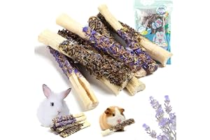 Abizoo Söt bambu kanin tuggpinnar godis och leksaker 8 stycken naturligt hö med förgätmigej och lavendel för kaniner marsvin