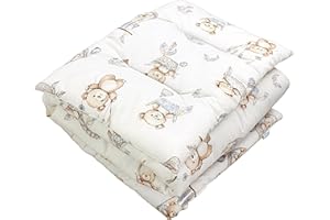 TupTam Juego de Edredón Infantil con Dibujos para Toda la Temporada Nórdica Almohada Plana 2pcs., Ositos de Peluche en Cesta Beige Crudo, 135x100 cm