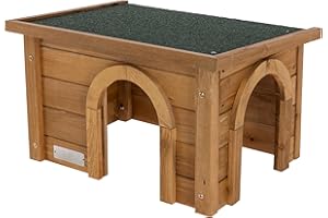 KERBL PET Kerbl Casetta per roditori (Casetta in abete rosso, con tetto in bitume resistente alle intemperie, due ingressi per una sistemazione adeguata, adatta a recinti esterni, rifugio per conigli) 82852