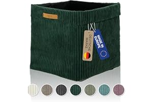Lycce Kallax Box aus trendigem Cordstoff | Aufbewahrungskorb für Kallax Regal | Faltbox 33 x 33 x H31 cm mit abnehmbarem Bezug | Boden mit Vlies Überzug | Aufbewahrungswürfel | grün