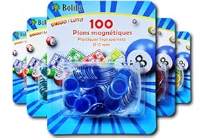 Bolibo JETON Loto magnétique - 100 PIONS MAGNÉTIQUES - 17 mm de diamètre - Coloris au Choix - Bleu, Orange, Jaune, Vert, Rouge, Violet - Bingo (Bleu)