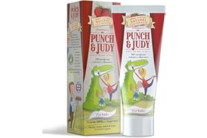 PUNCH AND JUDY Punch & Judy Kids Natural Toothpaste, Strawberry Flavour, 6+ Months, Natural Ingredients, Fluoride, Sugar Free 50ml (Pack of 1)