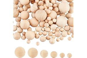PH PANDAHALL PandaHall 215pz 6 Dimensioni Palline in Legno Naturale, Palline Artigianali in Legno Palline Rotonde in Legno Non Finite Senza Foro 10/12/16/20/24/30 mm per Progetto Artigianale Fai-da-Te