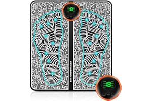 GLEISA Masseur de Pieds EMS Portable, Tapis Masseur des Pieds Électrique Pliable avec 8 Modes et 19 Niveaux d'Intensité, pour Circulation Sanguine et Relaxation Musculaire