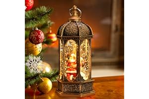 Weihnachts Schneekugel Laterne Victop LED Weihnachtslaterne Weihnachtsmann Dekoration mit Funkelnder Kristall um Wasser, Junge Mädchen Geschenk für Weihnachtsfeier, Tischplatte, Heimdekoration (14 cm)