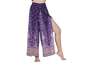 Lofbaz Pantalon Palazzo Jambe Fendue pour Femmes Filles Pantalon de Yoga Fluide
