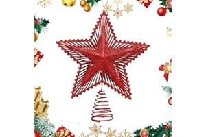 DIIWMME Estrella Superior del árbol de Navidad, Estrella de árbol de Navidad de PVC Brillante de Oro de 24 cm para la Parte Superior del árbol de Navidad para Suministros de decoración del hogar de la (Rojo)