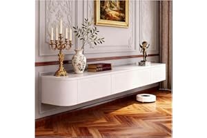 KSYGINXD Unidad De TV Flotante, Mueble De TV Montado En La Pared, Mueble Bajo para TV De Pie O Colgante, Consola Multimedia para Centro De Entretenimiento(Blanco,180x24x20cm)