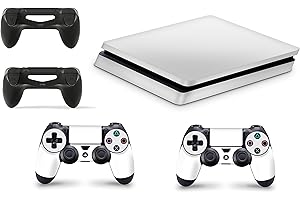 giZmoZ n gadgetZ Blanc Autocollant Vinyle Autocollant PS4 Slim Console Skin + 2 Skins de contrôleur