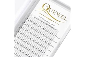 QUEWEL Extension Ciglia Ciuffetti, 3D 0.10 Spessore C Curl 11mm Volume Russo Premade Fans Professionale Eyelash Extensions Extension Ciglia di Seta(3D-0.10C-11)
