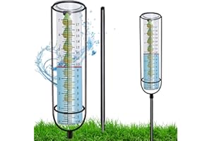 QMCAHCE Rain Gauge, Outdoor Glass rain Gauge with Buoy, Upgrade Glass Rain Gauge, Detachable Rain Gauge with Stake for Garden, Yard, Deck, Patio, Lawn(Green Raindrop)