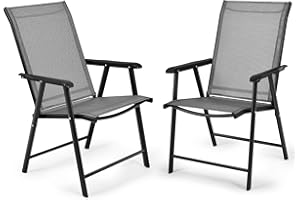 ‎COSTWAY COSTWAY 2er Set Gartenstuhl Klappstuhl Terrassenstuhl bis 110kg, Campingstuhl klappbar, Klappsessel Terrassenstühle Lehnstuhl für Pool, Garten, Rasen