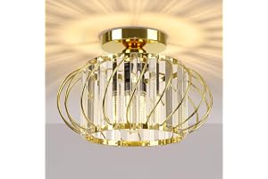 FRIDEKO HOME taklampa guld kristall ljuskrona, modern taklampa metall rund lampaskärm E27 lampa tak för sovrum, vardagsrum, k