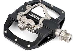 ANSJS Pédales de vélo de montagne plate-forme plate compatible avec SPD VTT double fonction scellée sans clip en aluminium (HD-201)