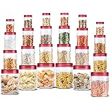 MILTON Vitro Plastic Pet Storage Jar and Container, Set of 24 (6 pcs x 270 ml Each, 6 pcs x 665 ml Each, 6 pcs x 1.24 Ltrs Ea