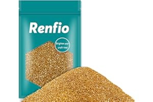 Renfio Poudre pailletée ultra fine Or,100 g (3,5 oz) de paillettes PET métallisées 0,2 mm pour loisirs créatifs,résine, pigments,slime,décoration,peinture,cheveux - Or