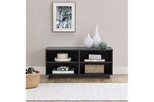 [en.casa] Mobile da Soggiorno su 4 Ruote (LxPxA) 90 x 35 x 41 cm Mobiletto Multiuso per Camera/Ufficio - Mobile Porta TV con 4 Scomparti - Vari Colori (Nero, Opaco)