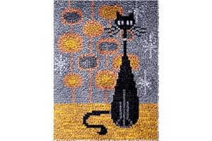 LEE MY Latch Hook Rug Kits Carpet Rug Making Crafts DIY Handmade Latch Hook Kits for Kids/Adults (Black Cat),52 * 38cm/20 * 15 in