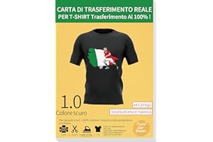 TransOurDream Carta per trasferimento a Getto d'inchiostro Reale,Carta termoadesiva per Tessuti Scuri, Non Stampa a Specchio, Fogli DIN A4X20, Carta per Magliette a Colore: Scuro(I-3-5.0-20)