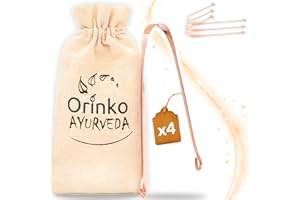 ORINKO Raspador de Lengua x4 - Raspadores de Lengua 100% Cobre + E-Book - Limpia la Lengua - Elimina las Bacterias y las Toxinas - Reduce el Mal Aliento [Satisfacción o Reembolso]