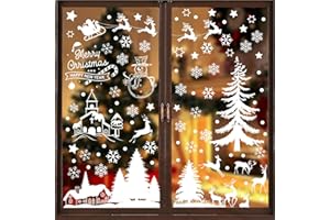 Fensterbilder Weihnachten Selbstklebend, SILARLAIT 9 Stück Weihnachtsdeko Fenster, Repositionierbar & Wiederverwendbar, Große Schneeflocken Fensterdeko, Winterdeko für Glas, Vitrinen