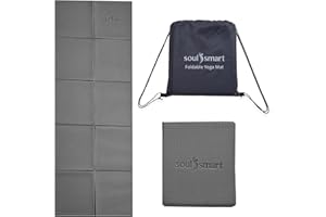 TJC Foldable Travel Yoga Mat 6MM Non Slip Lightweight Portable Gym Mat Fitness Training Pilates Exercise Mat Indoor Outdoor Workout Yoga Mats for Women Men- 188 x 63 CM