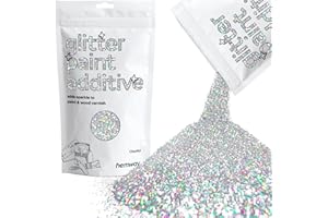 Hemway Glitter Paint Additive - Silver Holographic | Chunky Metallic Flakes for Adding Sparkle to Paints & Wood Varnish | Add to Emulsion, Acrylic & Latex for Indoor Sparkly Walls | 100 g