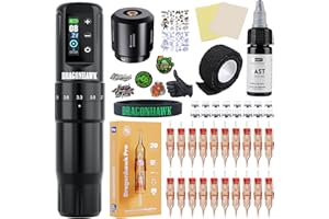 Dragonhawk Kit Tatuaje Atom2 Pro Máquina de Tatuar Inalambrica Rotativa Tattoo Machine 7 Strokes Length, 2.4-4.2mm -Tatuaje para Principiantes