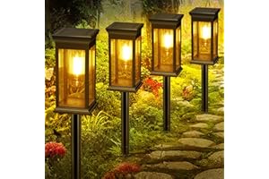 VIIIVA Solarlampen für Außen Stehend, 4 Stück Solarleuchten mit Wolfram Licht Warmweiß, 800mAh, IP65 Wasserdicht Auto Ein/Aus Solar Gartenbeleuchtung für Garten, Terrasse, Pfad, Rasen