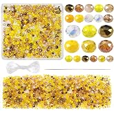 TOAOB 1000 Pieces Gold Faceted Glass Beads 4 mm 6 mm 8 mm Round Transparent Faceted Beads for Jewellery Making and Crafts Nec