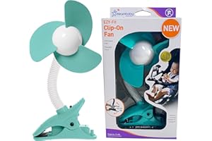 Dreambaby Aileron en mousse souple et ventilateur réglable sur pied pour poussette | Ventilateur pliable et portable avec col flexible – Aqua – Modèle G2277 (piles non incluses)